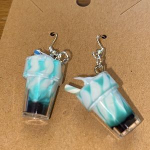 Cute green milkshake earrings with sterling silver wires and random gift bag
